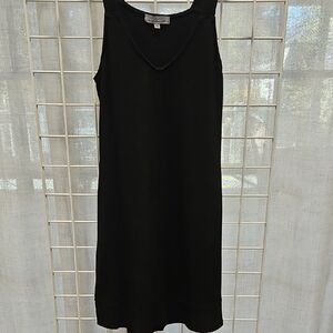 Red Haute Black Sleeveless Pocketed Soft Midi Shift Dress